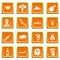 Fears phobias icons set orange square vector