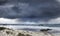 Fearsome giant storm cloud approaching coastline in Brittany, France