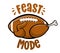 Feast mode - American football and Turkey. Hand drawn illustration.