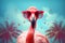 feather flamingo pink bird hipster tropical sunglasses animal party summer. Generative AI.