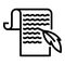 Feather and parchment icon, outline style