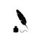 Feather pen and inkwell vector icon