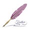 Feather pen writing implement made from feathers of bird