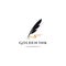 Feather quill pen golden ink logo , vintage Fountain pen logo with gold ink icon, luxury elegant classic stationery illustration i