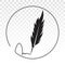 Feather quill pen with rounded signature - flat icon for apps and websites