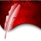 Feather on red grunge background