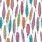 Feather seamless pattern. Colorful illustration of feathe