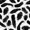 Feather seamless pattern. Curved feathers silhouettes, graphic simple shapes pen decorative element. Creative design