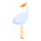 Feather stork icon, cartoon style