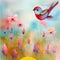 Feathered Delight - Watercolor Bird on a Branch Creates a Magical Storybook Scene