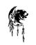 Feathered dream catcher with moon crescent and bear head black and white vector design