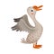 Feathered Goose as Farm Bird Walking in Yard Vector Illustration