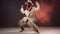 Feathered Man In White Suit: Dark Beige Hip Hop Dance