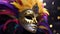 Feathered mask, costume, elegance, gold, celebration, mystery generated by AI