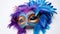 Feathered mask, costume, elegance, mystery, Mardi Gras generated by AI