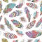 Feathers Boho Seamless Pattern.