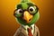 Feathers of Finance: 3D-Generated Parrot Embracing the Business Look on Brown Gradient Background