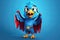 Feathers of Valor: A 3D-Rendered Parrot\\\'s Dream Realized on Blue Gradient Background