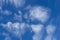 Feathery clouds in the blue sky. Light cirrus clouds against the blue sky