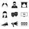 Feature film icons set, simple style