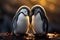 Feb 14 delight, penguin couples love captured on a postcard