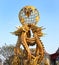 Feb 7, 2017. Halong Bay, Vietnam. HaLong Ocean Park Sculpture with Dragons holding the Globe.