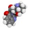 Febrifugine alkaloid molecule, first isolated from Dichroa febrifuga. 3D rendering. Atoms are represented as spheres with