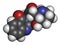 Febrifugine alkaloid molecule, first isolated from Dichroa febrifuga. 3D rendering. Atoms are represented as spheres with