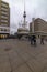 February 05, 2020: View of the Television Tower Fernsehturm in Berlin from Alexander Platz. The famous TV towe