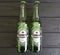 February 11, 2017 Ukraine Kiev freshness bottle cold international drink Heineken Lager Beer on black wooden