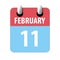 february 11th. Day 11 of month,Simple calendar icon on white background. Planning. Time management. Set of calendar icons for web