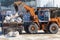 February 13, 2021 Balti or Beltsy, Moldova, heavy equipment in the municipal service of the city. Illustrative editorial