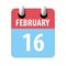 february 16th. Day 16 of month,Simple calendar icon on white background. Planning. Time management. Set of calendar icons for web