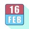 february 16th. Day 16 of month,Simple calendar icon on white background. Planning. Time management. Set of calendar icons for web