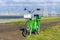 February 17, 2019 Mountain View / CA / USA - Lime bike left on the bay trail in south San Francisco bay area