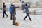 February 2019, Jewish boys yarmulke playing soccer football street, Jewish quarter, Jerusalem