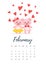 February 2019 year calendar page