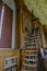 February 2021 Parma, Italy: Interior, stairs and ancient books of the Biblioteca Palantina, Library in Palazzo della Pilotta