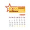 FEBRUARY 2022. Vector sports calendar. Basketball game, competition. Design with star, basketball net.