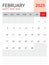 February 2025, Calendar 2025 template vector on red background, week start on monday, Desk calendar 2025 year, Wall calendar