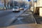 February 22, 2021 Balti or Beltsy,Moldova sidewalks after winter, bad dirty city environment. Illustrative editorial