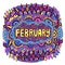 February - colorful illustration with month s name. Bright zendoodle mandala with months of the year. Year monthly calendar design