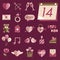 February Happy Valentine Icon Set Vector