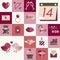 February Happy Valentine Icon Set Vector