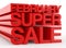 FEBRUARY SUPER SALE red word on white background illustration 3D rendering