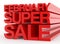 FEBRUARY SUPER SALE red word on white background illustration 3D rendering