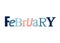 February text word, calendar background