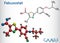 Febuxostat molecule. Structural chemical formula and molecule model