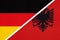 Federal Republic of Germany vs Albania, symbol of two national flags. Relationship between european countries