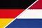 Federal Republic of Germany vs Netherlands, symbol of two national flags. Relationship between european countries